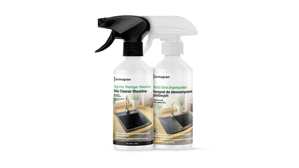 Agent de impregnare pentru chiuvete de granit 250 ml + Produs de îngrijire zilnică Blackline 250 ml