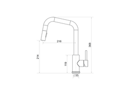 Baterie cu gura de scurgere extensibilă și 2 tipuri de pulverizare Primagran 9070