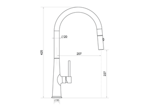 Baterie cu gura de scurgere extensibilă și 2 tipuri de pulverizare Primagran 9090